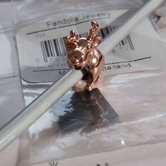 Authentic Pandora Rose  *Retired* Happy Reindeer with Clear Zirconia 787514CZ - Picture 8 of 13